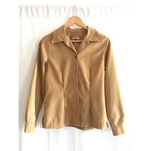 CARIBBEAN JOE tan 5 button up folded collar jacket size small